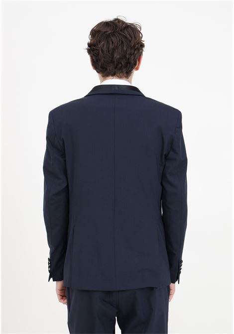 Elegant blue men's jacket with single-breasted cut IM BRIAN | GIA2826005